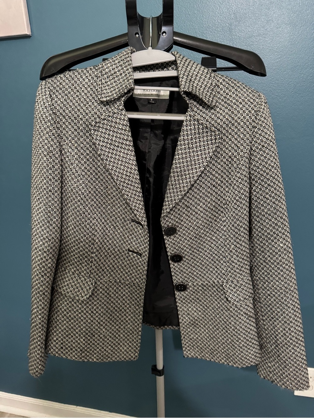 Classic Black & White Tweed Women's Blazer
